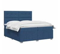 vidaXL Lit boxspring avec Matelas Bleu 160 x 200 cm Tissu, Chambre, Lit Moderne, Sommier à Ressorts, Mousse Réglable, Solution Confortable, Matelas Isolant des mouvements