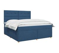 vidaXL Lit boxspring avec Matelas Bleu 160 x 200 cm Tissu, Mobilier Moderne pour Chambre, lit avec sommier, Cadre réglable, Matelas Confortable, Solution de Sommeil stylée