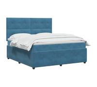 vidaXL Lit boxspring avec Matelas Bleu 160 x 200 cm Velours, Chambre Moderne, lit à Ressorts, Matelas réglable, Cadre stylé, Sommeil Confortable à la Maison