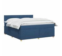 vidaXL Lit boxspring avec Matelas Bleu 180 x 200 cm Tissu, Lit de Chambre, Cadre Box Moderne avec tête réglable, Matelas Ferme, mobilier Soutien pour Un Sommeil paisible