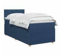 vidaXL Lit boxspring avec Matelas Bleu 90 x 190 cm Tissu, Chambre Tendance, lit Box Spring Moderne, tête réglable, Cadre rembourré, Solution Matelas mi-Ferme