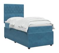 vidaXL Lit boxspring avec Matelas Bleu 90 x 190 cm Velours