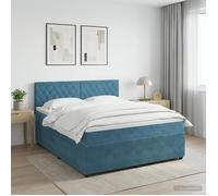vidaXL Lit boxspring avec matelas Bleu foncé 140 x 200 cm Velours 3451689