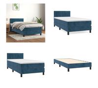 vidaXL Lit boxspring avec matelas bleu foncé 90x200 cm Velvet - Lit boxspring - Lits boxspring - Lit - Meubles de chambre à coucher