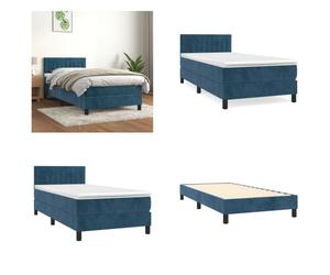 vidaXL Lit boxspring avec matelas bleu foncé 90x200 cm Velvet - Lit boxspring - Lits boxspring - Lit - Meubles de chambre à coucher