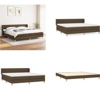 vidaXL Lit boxspring avec matelas brun foncé 200x200 cm Tissu - Lit boxspring - Lits boxspring - Lit - Meubles de chambre à coucher