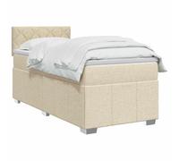 vidaXL Lit boxspring avec Matelas Crème 100 x 200 cm Tissu, Boxspring Moderne, tête de lit réglable, Matelas Ferme, Sommeil Confortable, Meuble déco stylé