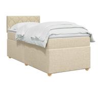 vidaXL Lit boxspring avec Matelas Crème 100 x 200 cm Tissu | Confort agréable avec réglage en hauteur, assure une atmosphère fraîche avec éclairage intégré