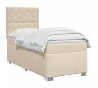 vidaXL Lit boxspring avec Matelas Crème 100 x 200 cm Tissu, Mobilier de Chambre, lit Moderne, sommier, Cadre Ajustable, Confort de Sommeil, Installation intérieure à la Maison