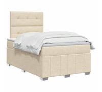 vidaXL Lit boxspring avec Matelas Crème 120 x 190 cm Tissu, Chambre, Lit Moderne, Sommier à Ressorts, Mousse Réglable, Solution Confortable, Matelas Isolant des mouvements