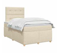 vidaXL Lit boxspring avec Matelas Crème 120 x 190 cm Tissu, Mobilier Moderne pour Chambre, lit avec sommier, Cadre réglable, Matelas Confortable, Solution de Sommeil stylée
