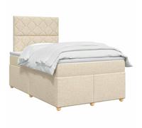 vidaXL Lit boxspring avec Matelas Crème 120 x 190 cm Tissu, Mobilier Moderne pour Chambre, lit avec sommier, Cadre réglable, Matelas Confortable, Solution de Sommeil stylée