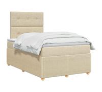 vidaXL Lit boxspring avec Matelas Crème 120 x 200 cm Tissu, Chambre Moderne, lit rembourré, tête de lit réglable, mobilier Pratique, Matelas à Ressorts, Base à Lattes Confortable