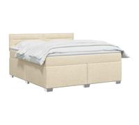 vidaXL Lit boxspring avec Matelas Crème 140 x 190 cm Tissu, Chambre, Lit Box Spring Moderne, Surface de Sommeil, Tête réglable, Cadre Fonctionnel, Soutien Matelas Cozy