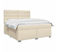 vidaXL Lit boxspring avec Matelas Crème 140 x 190 cm Tissu, Mobilier de Chambre, lit Moderne, sommier, Cadre Ajustable, Confort de Sommeil, Installation intérieure à la Maison