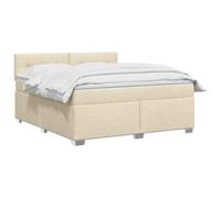 vidaXL Lit boxspring avec Matelas Crème 140 x 200 cm Tissu, Chambre, Lit Box Spring Moderne, Surface de Sommeil, Tête réglable, Cadre Fonctionnel, Soutien Matelas Cozy