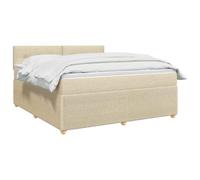 vidaXL Lit boxspring avec Matelas Crème 140 x 200 cm Tissu, Chambre Tendance, lit Box Spring Moderne, tête réglable, Cadre rembourré, Solution Matelas mi-Ferme
