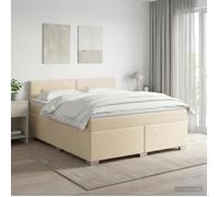 vidaXL Lit boxspring avec Matelas Crème 180 x 200 cm Tissu, Chambre, Lit Box Spring Moderne, Surface de Sommeil, Tête réglable, Cadre Fonctionnel, Soutien Matelas Cozy