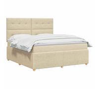 vidaXL Lit boxspring avec Matelas Crème 180 x 200 cm Tissu, Chambre Moderne, lit rembourré, tête de lit réglable, mobilier Pratique, Matelas à Ressorts, Base à Lattes Confortable