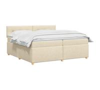 vidaXL Lit boxspring avec Matelas Crème 200 x 200 cm Tissu, Lit de Chambre, Cadre Box Moderne avec tête réglable, Matelas Ferme, mobilier Soutien pour Un Sommeil paisible