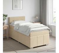vidaXL Lit boxspring avec Matelas Crème 90 x 200 cm Tissu