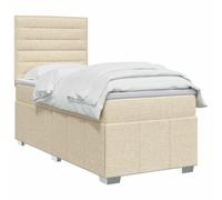 vidaXL Lit boxspring avec Matelas Crème 90 x 200 cm Tissu, Chambre, Lit Moderne, Sommier à Ressorts, Mousse Réglable, Solution Confortable, Matelas Isolant des mouvements