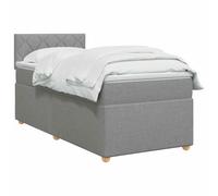 vidaXL Lit boxspring avec Matelas Gris Clair 100 x 200 cm Tissu | Confort agréable avec réglage de la hauteur, offre un environnement frais avec éclairage intégré, un meilleur soutien et