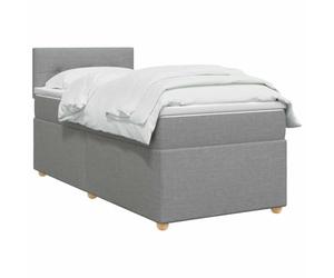 vidaXL Lit boxspring avec Matelas Gris Clair 100 x 200 cm Tissu | Confort agréable avec réglage de la hauteur, offre un environnement frais avec éclairage intégré, un meilleur soutien et
