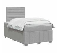 vidaXL Lit boxspring avec Matelas Gris Clair 120 x 190 cm Tissu, Chambre, Lit Moderne, Sommier à Ressorts, Mousse Réglable, Solution Confortable, Matelas Isolant des mouvements