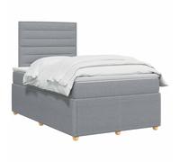 vidaXL Lit boxspring avec Matelas Gris Clair 120 x 190 cm Tissu, Chambre Moderne, lit rembourré, tête de lit réglable, mobilier Pratique, Matelas à Ressorts, Base à Lattes Confortable