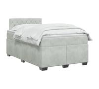 vidaXL Lit boxspring avec Matelas Gris Clair 120 x 190 cm Velours, Chambre contemporaine, Cadre de lit Moderne, tête de lit Ajustable, Matelas Medium Ferme en Velours