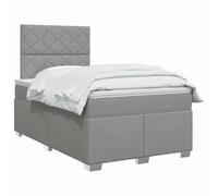 vidaXL Lit boxspring avec Matelas Gris Clair 120 x 200 cm Tissu, Mobilier de Chambre, lit Moderne, sommier, Cadre Ajustable, Confort de Sommeil, Installation intérieure à la Maison