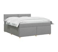 vidaXL Lit boxspring avec Matelas Gris Clair 140 x 190 cm Tissu, Lit de Chambre, Cadre Box Moderne avec tête réglable, Matelas Ferme, mobilier Soutien pour Un Sommeil paisible