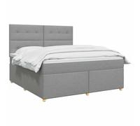 vidaXL Lit boxspring avec Matelas Gris Clair 140 x 190 cm Tissu, Mobilier Moderne pour Chambre, lit avec sommier, Cadre réglable, Matelas Confortable, Solution de Sommeil stylée