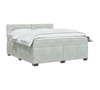 vidaXL Lit boxspring avec Matelas Gris Clair 140 x 190 cm Velours, Chambre contemporaine, Cadre de lit Moderne, tête de lit Ajustable, Matelas Medium Ferme en Velours