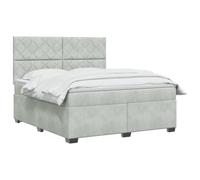 vidaXL Lit boxspring avec Matelas Gris Clair 140 x 190 cm Velours, Chambre, lit Tendance, Velours, tête de lit Ajustable, Matelas Ferme, Sommeil réparateur, idées déco