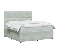 vidaXL Lit boxspring avec Matelas Gris Clair 140 x 190 cm Velours, Chambre Moderne, lit à Ressorts, Matelas réglable, Cadre stylé, Sommeil Confortable à la Maison