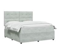 vidaXL Lit boxspring avec Matelas Gris Clair 140 x 190 cm Velours, Chambre Moderne, lit à Ressorts, Matelas réglable, Cadre stylé, Sommeil Confortable à la Maison