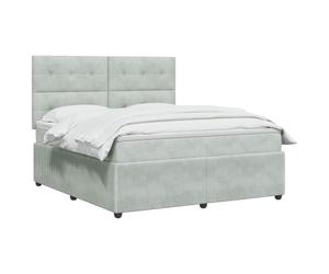 vidaXL Lit boxspring avec Matelas Gris Clair 140 x 190 cm Velours, Chambre Moderne, lit à Ressorts, Matelas réglable, Cadre stylé, Sommeil Confortable à la Maison