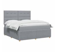 vidaXL Lit boxspring avec Matelas Gris Clair 140 x 200 cm Tissu, Chambre Moderne, lit rembourré, tête de lit réglable, mobilier Pratique, Matelas à Ressorts, Base à Lattes Confortable