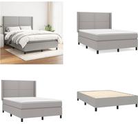 vidaXL Lit boxspring avec matelas gris clair 140x190 cm Tissu - Lit boxspring - Lits boxspring - Lit - Meubles de chambre à coucher