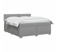 vidaXL Lit boxspring avec Matelas Gris Clair 160 x 200 cm Tissu
