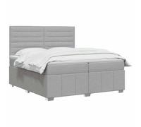 vidaXL Lit boxspring avec Matelas Gris Clair 160 x 200 cm Tissu, Chambre, Lit Moderne, Sommier à Ressorts, Mousse Réglable, Solution Confortable, Matelas Isolant des mouvements