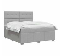 vidaXL Lit boxspring avec Matelas Gris Clair 160 x 200 cm Tissu, Chambre, Lit Moderne, Sommier à Ressorts, Mousse Réglable, Solution Confortable, Matelas Isolant des mouvements
