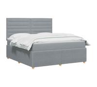 vidaXL Lit boxspring avec Matelas Gris Clair 160 x 200 cm Tissu, Chambre Moderne, lit rembourré, tête de lit réglable, mobilier Pratique, Matelas à Ressorts, Base à Lattes Confortable