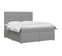 vidaXL Lit boxspring avec Matelas Gris Clair 160 x 200 cm Tissu, Mobilier Moderne pour Chambre, lit avec sommier, Cadre réglable, Matelas Confortable, Solution de Sommeil stylée