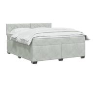 vidaXL Lit boxspring avec Matelas Gris Clair 160 x 200 cm Velours