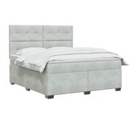 vidaXL Lit boxspring avec Matelas Gris Clair 160 x 200 cm Velours