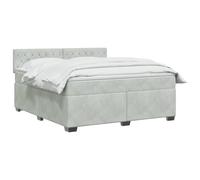 vidaXL Lit boxspring avec Matelas Gris Clair 160 x 200 cm Velours, Chambre contemporaine, Cadre de lit Moderne, tête de lit Ajustable, Matelas Medium Ferme en Velours