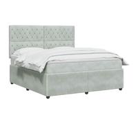 vidaXL Lit boxspring avec Matelas Gris Clair 160 x 200 cm Velours, Chambre Moderne, lit à Ressorts, Matelas réglable, Cadre stylé, Sommeil Confortable à la Maison